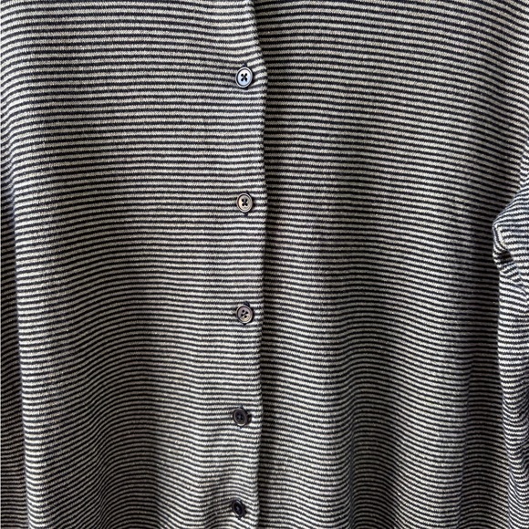 Talbots Woman Size 1X Navy Stripe Metallic Button Up Cardigan Office Casual - Picture 6 of 12